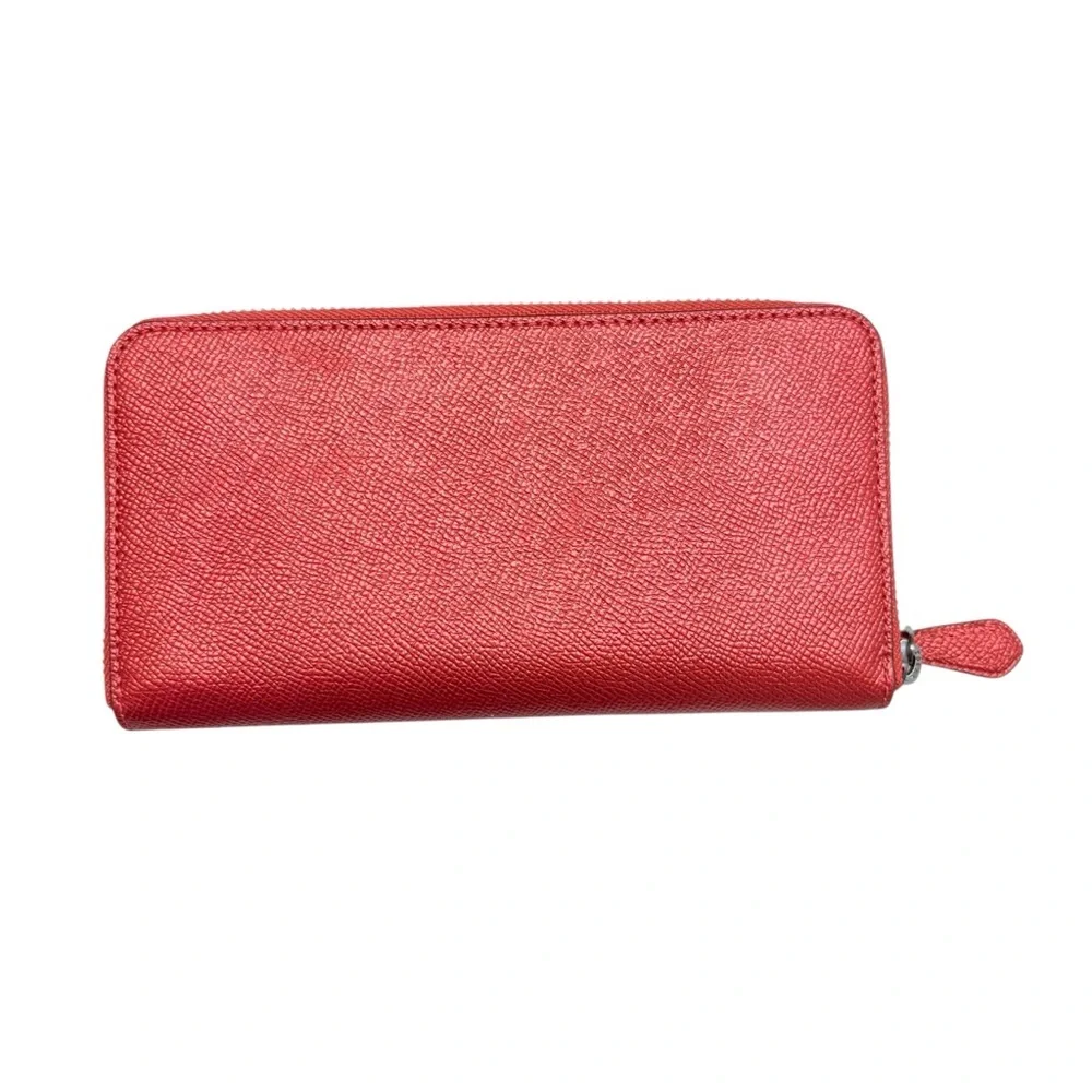 Coach Red metallic leather zipper Wallet